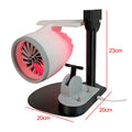 Functional USB Desk Fan with Jet Engine Style Humidifier Mist Function and LED Tail Flame Light for Ambient Airflow