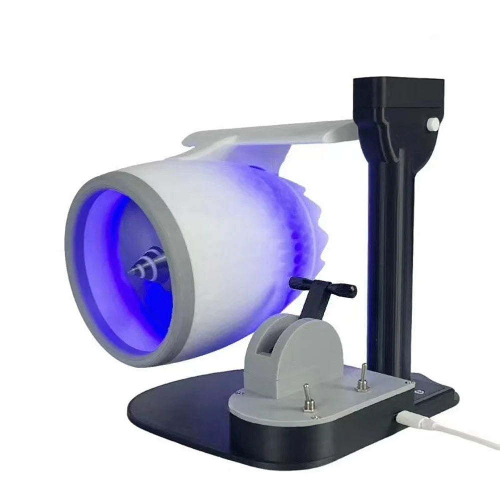Functional USB Desk Fan with Jet Engine Style Humidifier Mist Function and LED Tail Flame Light for Ambient Airflow