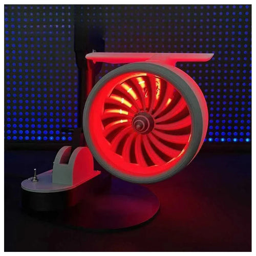 Functional USB Desk Fan with Jet Engine Style Humidifier Mist Function and LED Tail Flame Light for Ambient Airflow