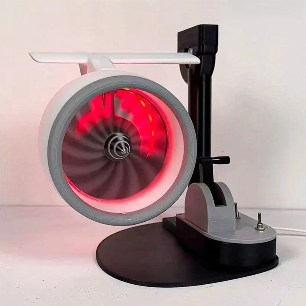 Functional USB Desk Fan with Jet Engine Style Humidifier Mist Function and LED Tail Flame Light for Ambient Airflow