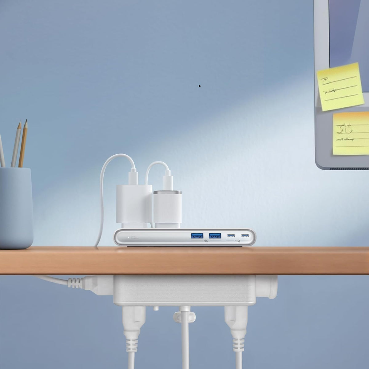 Nano Power Strip, Desk Clamp, 70W Max, 1500J Surge Protector, 2 USB C