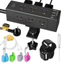 Desk Clamp Power Strip with USB-C Fast Charging, 9-Outlet Surge Protector, Space-Saving Power Strip for Home Office Desk, Adjustable Clamp & Cable Management – Black