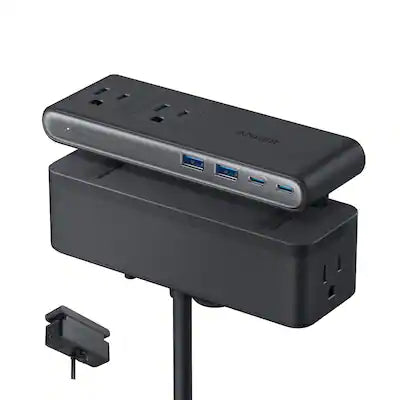 Nano Power Strip, Desk Clamp, 70W Max, 1500J Surge Protector, 2 USB C